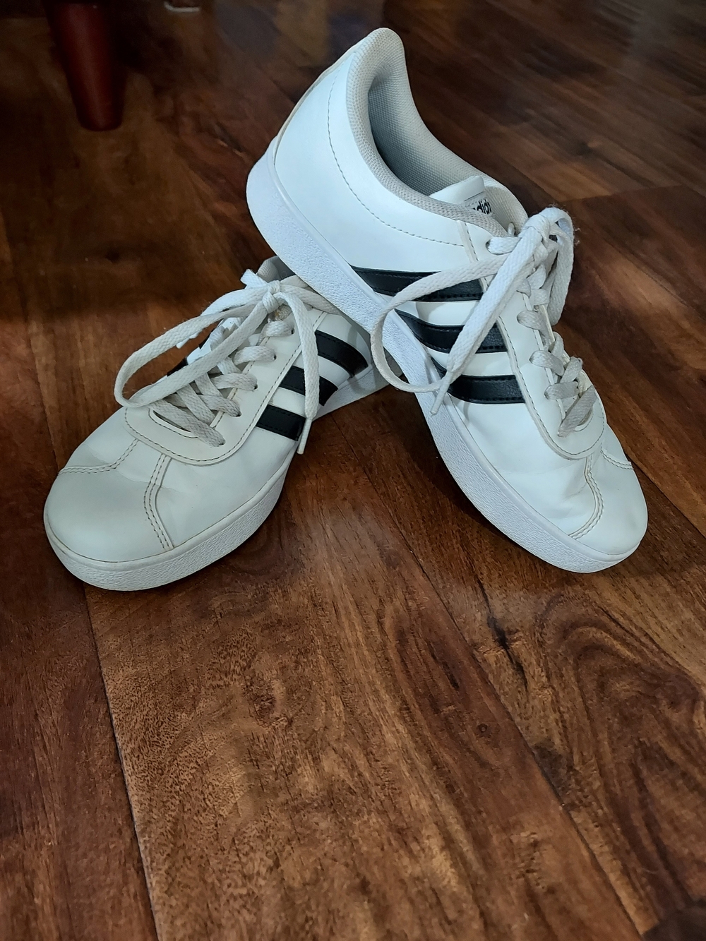 adidas White Sneakers with Black Stripes